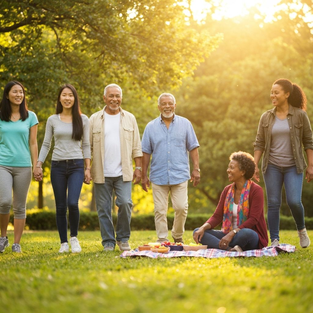 Diverse people engaging in healthy activities