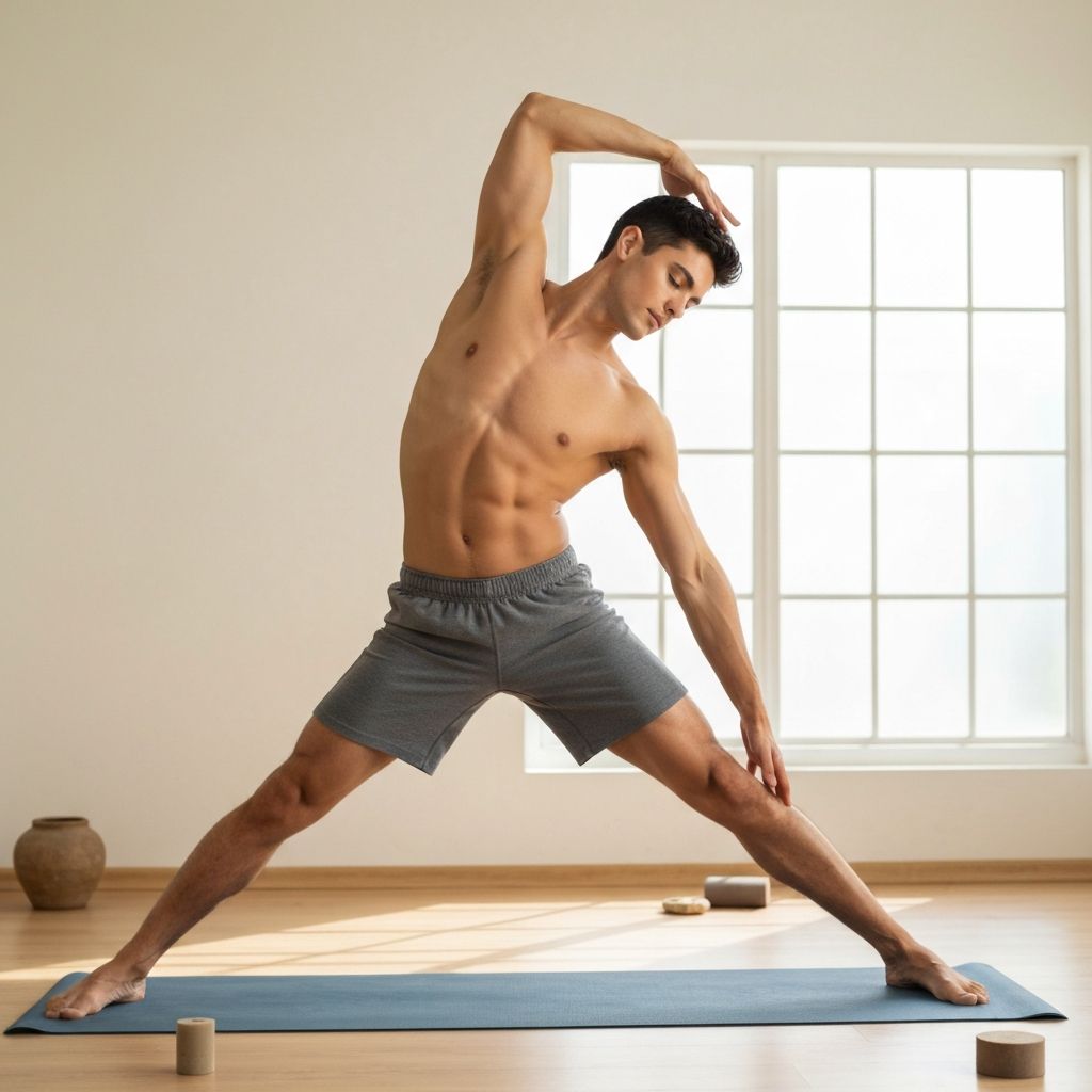 Person practicing gentle yoga in sunlit room
