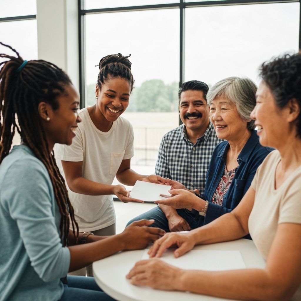 Diverse people connecting and supporting each other